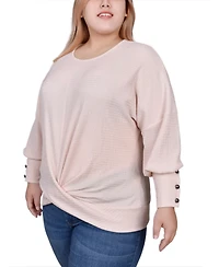 Ny Collection Plus Long Sleeve Textured Knit Top