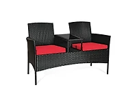 Wicker Patio Conversation Furniture Set with Removable Cushions and Table