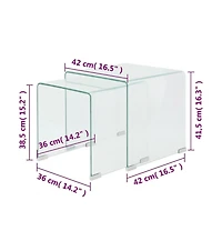 Two Piece Nesting Table Set Tempered Glass Clear