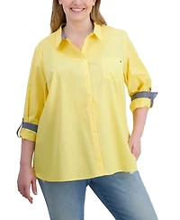 Tommy Hilfiger Plus Size Cotton Roll-Tab Shirt
