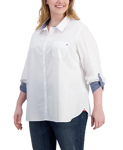 Tommy Hilfiger Plus Cotton Roll-Tab Shirt