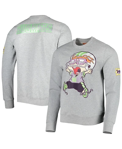 Men's and Women's Freeze Max Heather Gray Rugrats Chuckie Runaway Football Pullover Sweatshirt