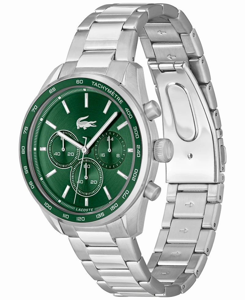 Lacoste Men's Boston Chronograph Silver-tone Stainless Steel Bracelet Watch 42mm