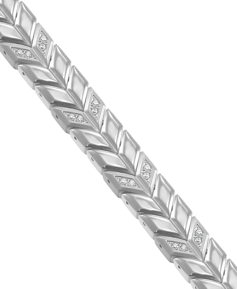 Blackjack Men's Cubic Zirconia Chevron Link Bracelet in Stainless Steel