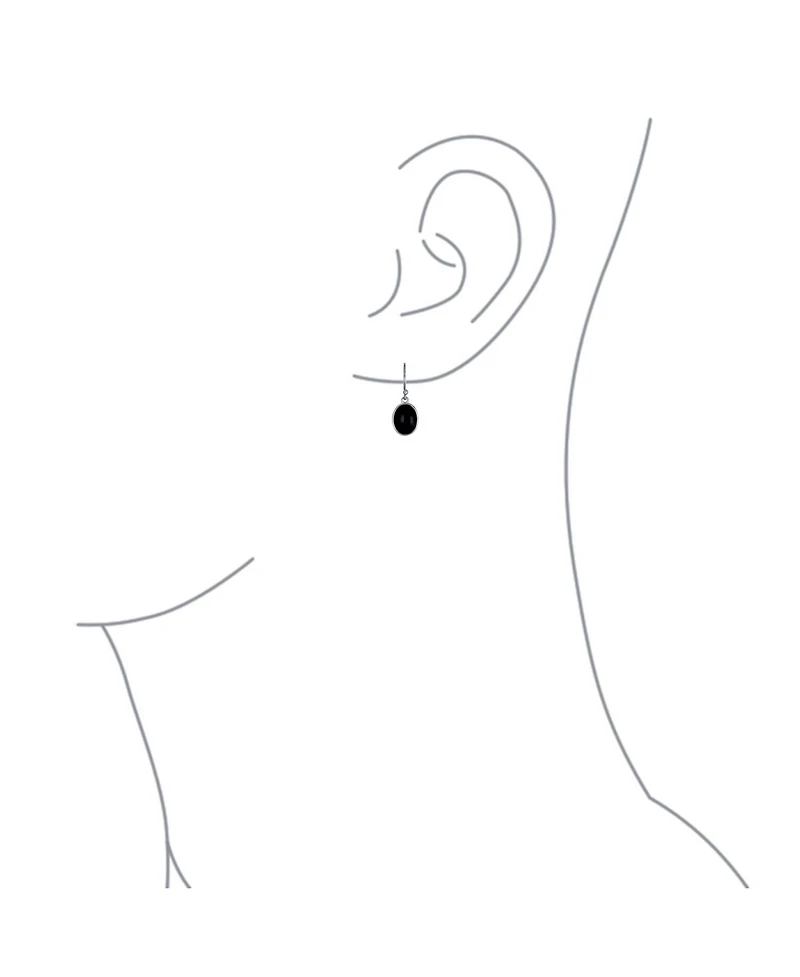 Bling Jewelry Classic Elegant Black Onyx Bezel Set Oval Cabochon Drop Earrings Sterling Silver Wire Fish Hook