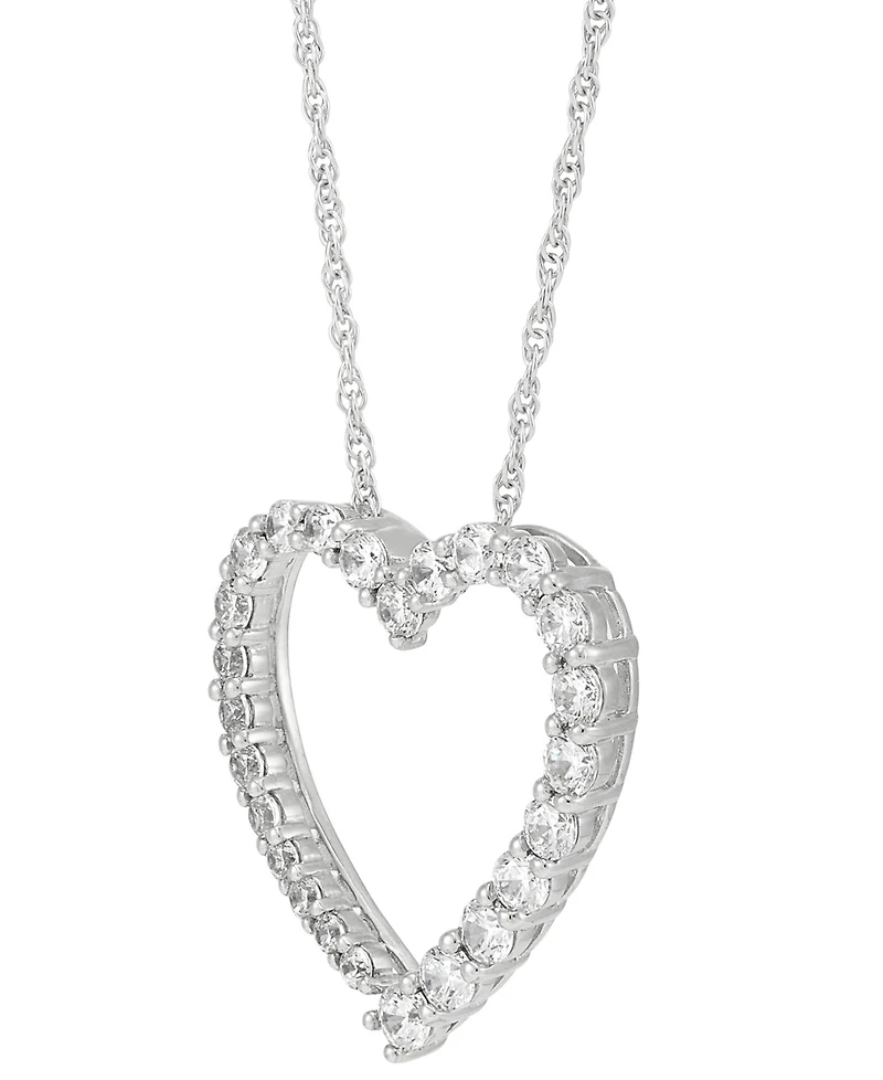 Diamond Heart Pendant Necklace (1 ct. t.w.) in 14k White Gold, 16" + 2" extender