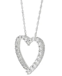 Diamond Heart Pendant Necklace (1 ct. t.w.) in 14k White Gold, 16" + 2" extender
