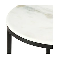 Coffee Table White and Black ˜19.7" Real Solid Marble