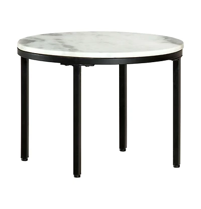 Coffee Table White and Black ˜19.7" Real Solid Marble