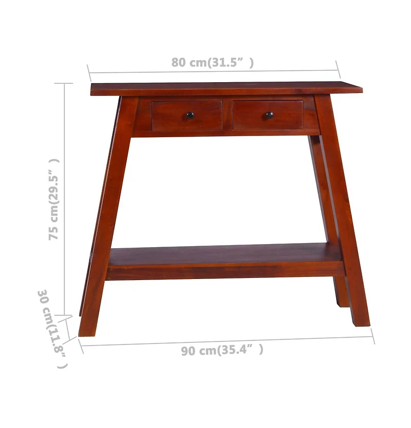 Console Table Classical Brown 35.4"x11.8"x29.5" Solid Mahogany Wood