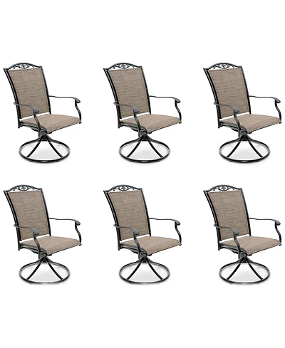 Wythburn Mix and Match Filigree Sling Outdoor Swivel Chairs, Set of 6, Created for Macy's