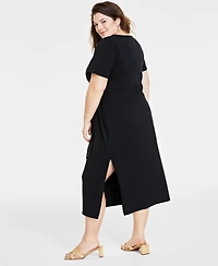 On 34th Trendy Plus Side-Tie Knit Midi Dress, Created for Macy's