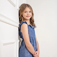 Hope & Henry Girls' Sleeveless Ruffle Neck Jumpsuit