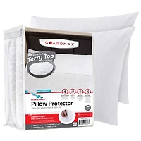 Guardmax Queen Size Terry Cotton Waterproof Pillow Protector with Zipper - White (4 Pack)