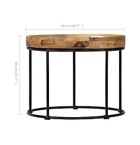Coffee Table Solid Mange Wood and Steel 19.7"x15.7"