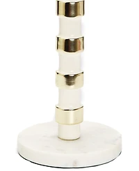 Classic Touch Gold-Tone Taper Candle Holder on Marble Base, 12" H