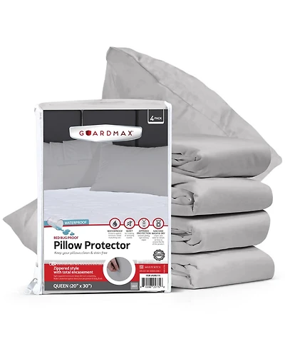Guardmax Queen Size Waterproof Pillow Protector with Zipper (4 Pack)