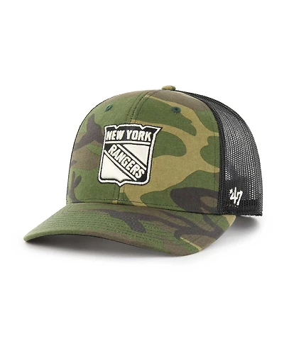 Men's '47 Brand Camo, Black New York Rangers Trucker Snapback Hat