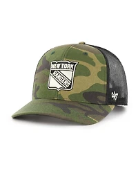 Men's '47 Brand Camo, Black New York Rangers Trucker Snapback Hat