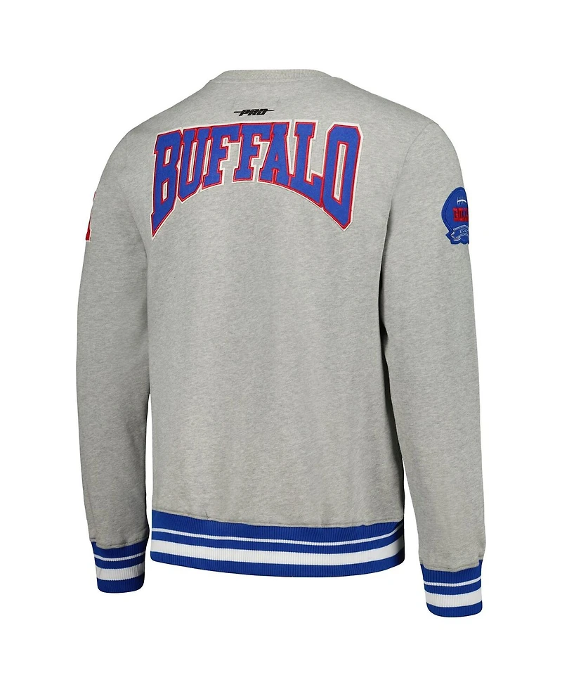 Men's Pro Standard Heather Gray Buffalo Bills Crest Emblem Pullover Sweatshirt