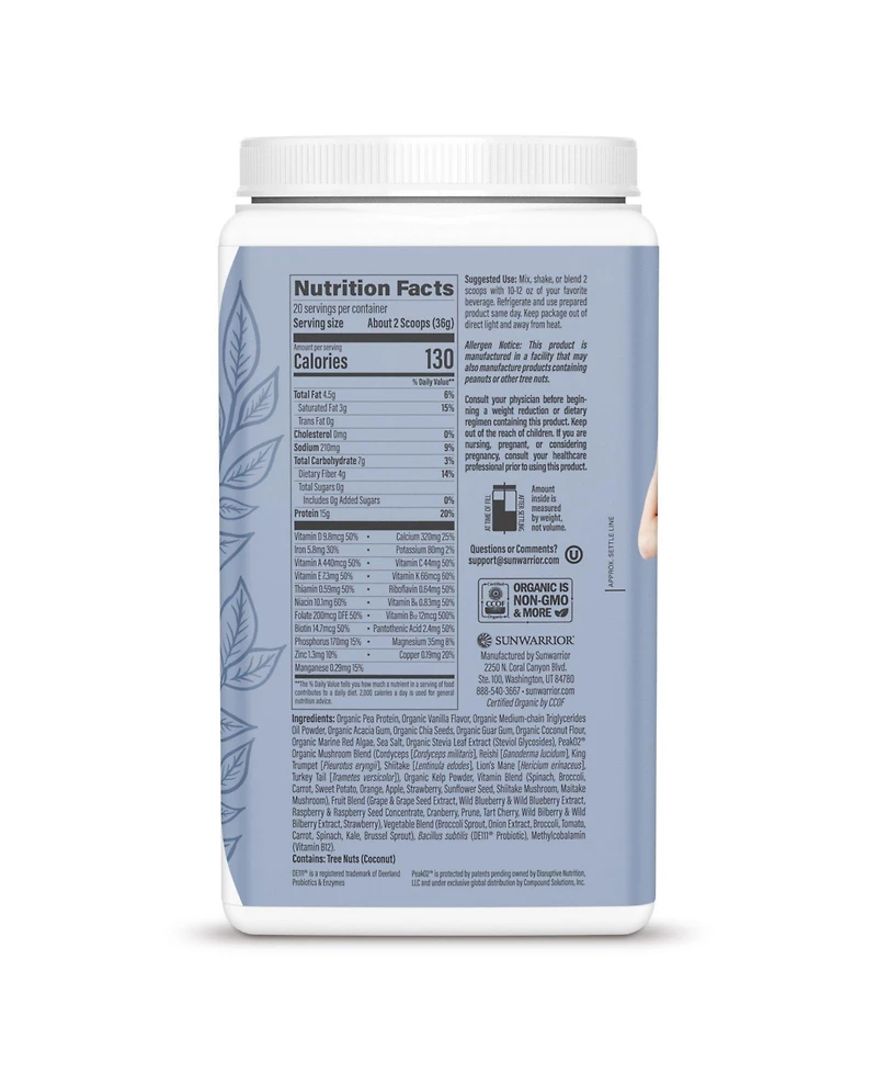 Sunwarrior Lean Meal, Vanilla, 720gm