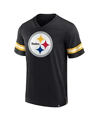 Men's Fanatics Black Pittsburgh Steelers Jersey Tackle V-Neck T-shirt