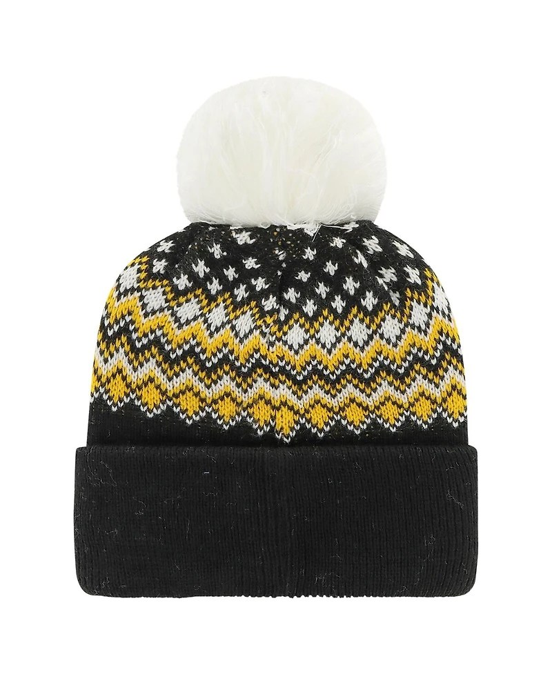 Women's '47 Brand Black Pittsburgh Penguins Elsa Cuffed Knit Hat with Pom