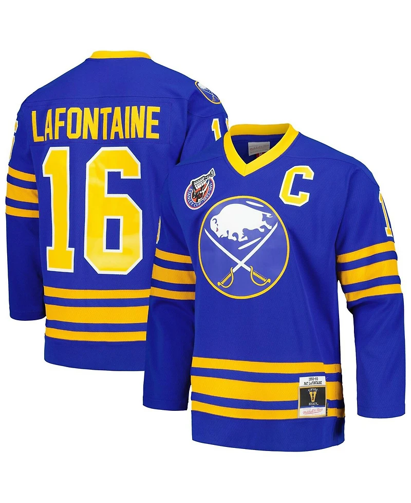 Men's Mitchell & Ness Pat LaFontaine Royal Buffalo Sabres Captain Patch 1992/93 Blue Line Player Jersey