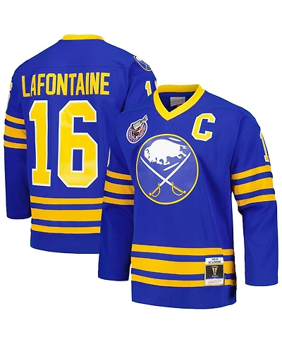 Men's Mitchell & Ness Pat LaFontaine Royal Buffalo Sabres Captain Patch 1992/93 Blue Line Player Jersey