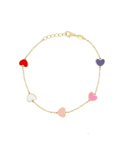 The Lovery Multicolored Mixed Heart Station Bracelet 14K Gold