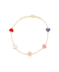 The Lovery Multicolored Mixed Heart Station Bracelet 14K Gold