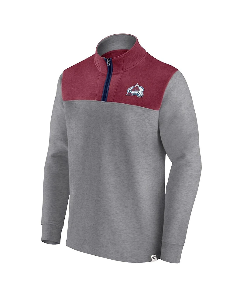 Men's Fanatics Heather Gray Colorado Avalanche Launch It Quarter-Zip Jacket