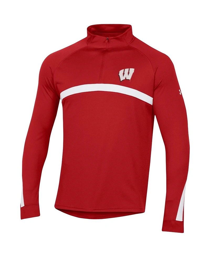 Men's Under Armour Red Wisconsin Badgers Game Day Raglan Quarter-Zip Top