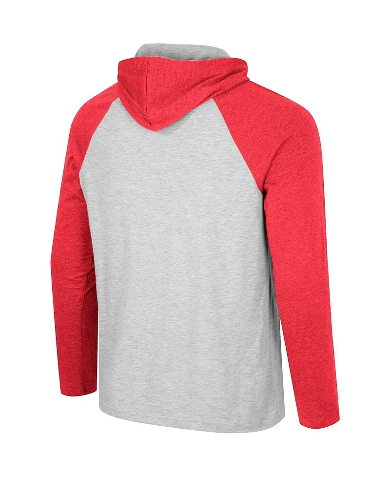 Men's Colosseum Heather Gray Ohio State Buckeyes Hasta La Vista Raglan Hoodie Long Sleeve T-shirt