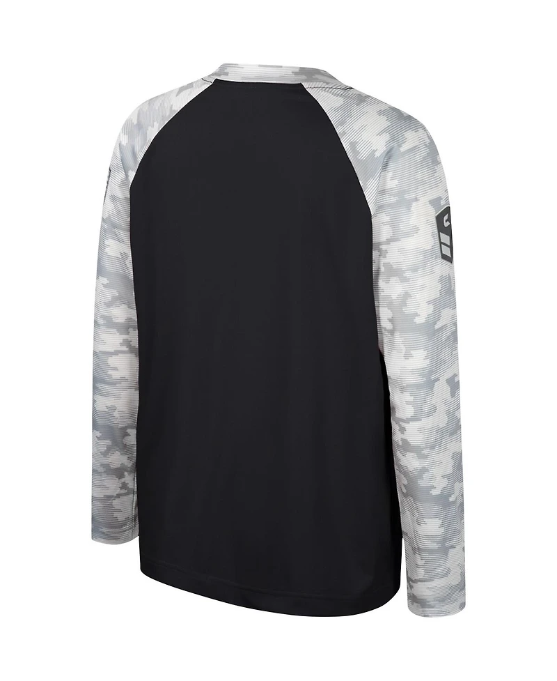 Big Boys Colosseum Black, Camo Purdue Boilermakers Oht Military-Inspired Appreciation Dark Star Raglan Long Sleeve T-shirt