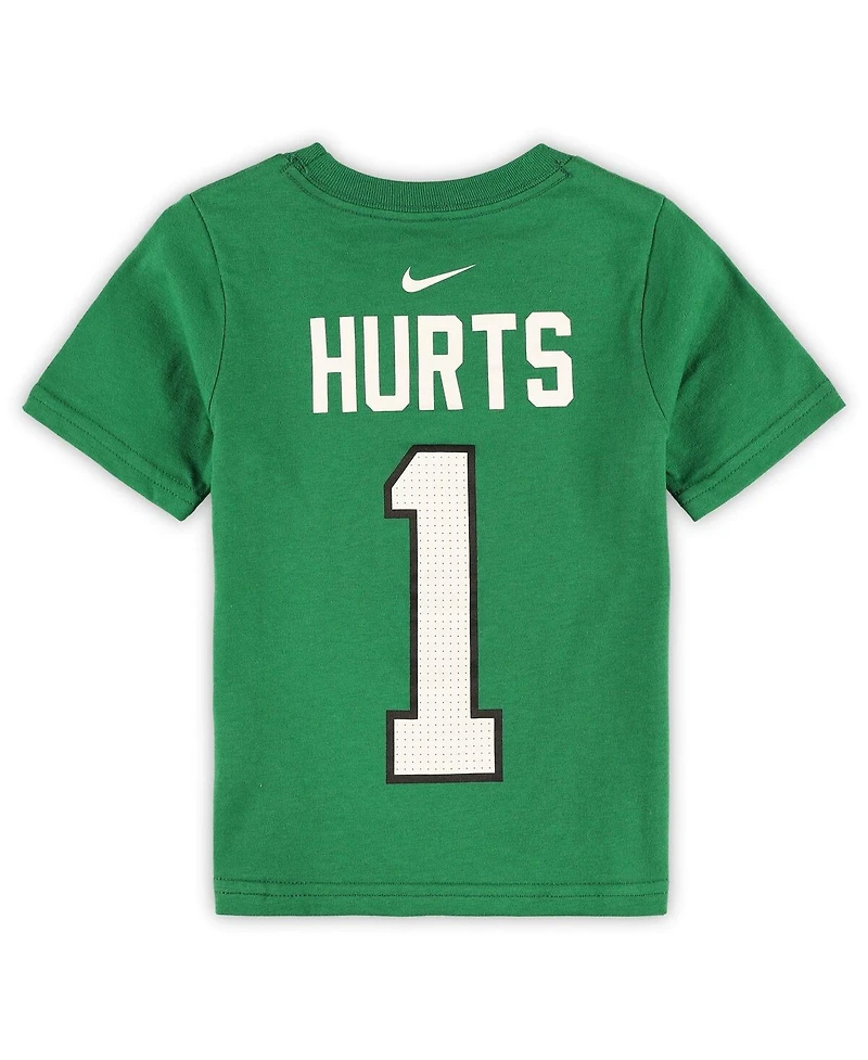 Toddler Boys and Girls Nike Jalen Hurts Kelly Green Philadelphia Eagles Player Name and Number T-shirt