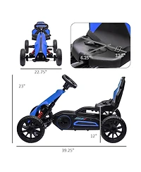 Aosom Kids Pedal Go Kart, Outdoor Ride on Toy with Adjustable Seat, Swing Axle, Handbrake, 4 Non-Slip Eva Wheels for Boys and Girls Aged 3-8 Years Old