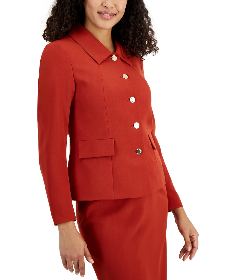 Le Suit Button-Up Slim Skirt Suit, Regular and Petite Sizes