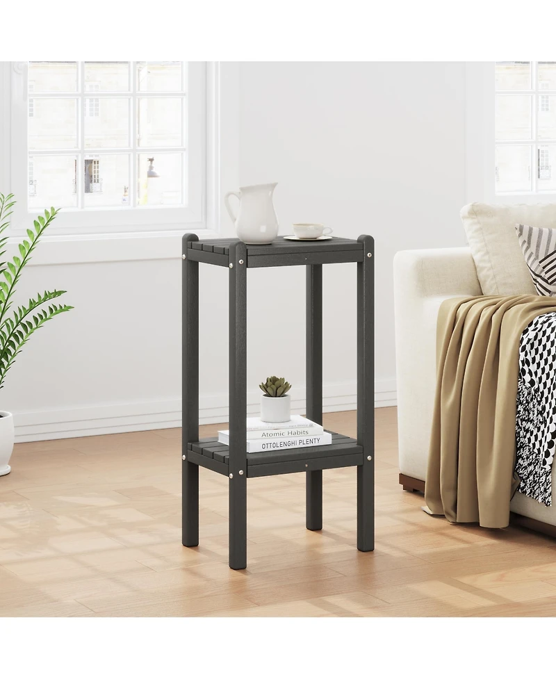36" Outdoor Adirondack Hdpe 2-Tier Patio Side Table