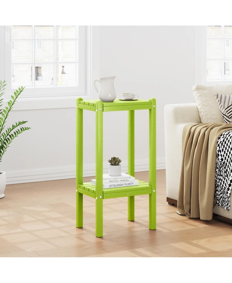 36" Outdoor Adirondack Hdpe 2-Tier Patio Side Table