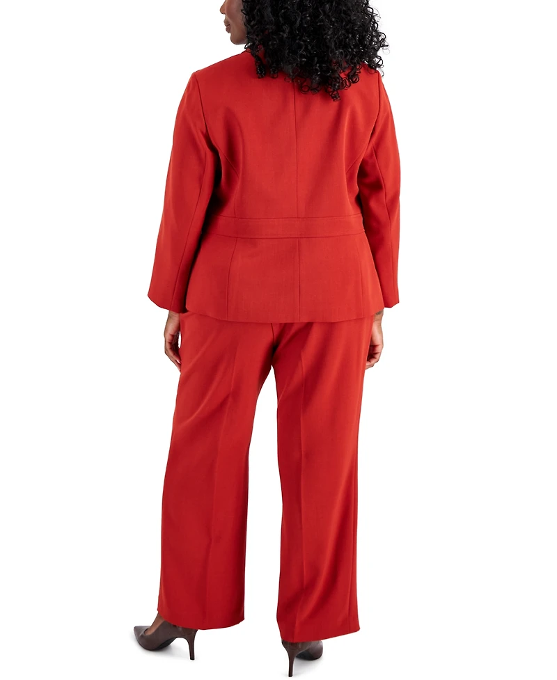 Le Suit Plus Crepe Two-Button Blazer Pantsuit