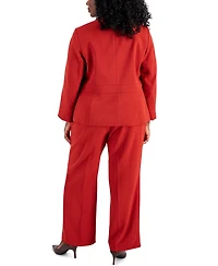 Le Suit Plus Crepe Two-Button Blazer Pantsuit