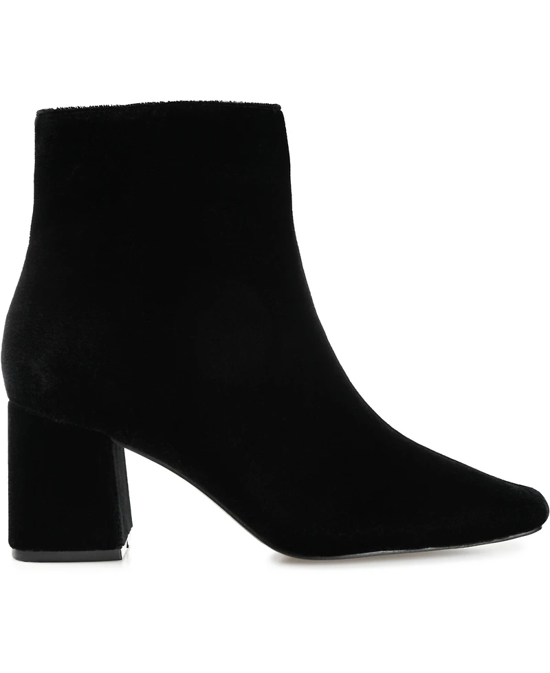 Journee Collection Women's Hazara Wide Width Velvet Block Heel Dress Booties