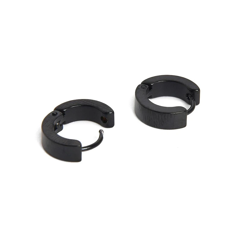 Sohi Women's Black Minimal Hoop Earrings