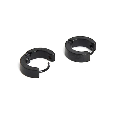 Sohi Women's Black Minimal Hoop Earrings