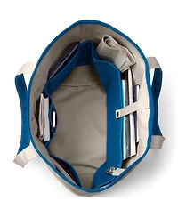 Lands' End Natural 5 Pocket Open Top Long Handle Canvas Tote Bag