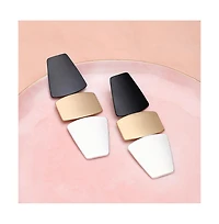 Sohi Women's Black Geometric Drop Earrings