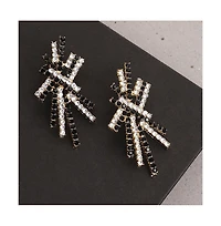 Sohi Women's Black Contrast Lines Drop Earrings