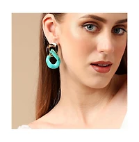 Sohi Women's Green Chain-link Drop Earrings