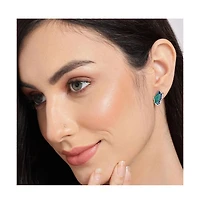Sohi Women's Green Embellished Butterfly Stud Earrings